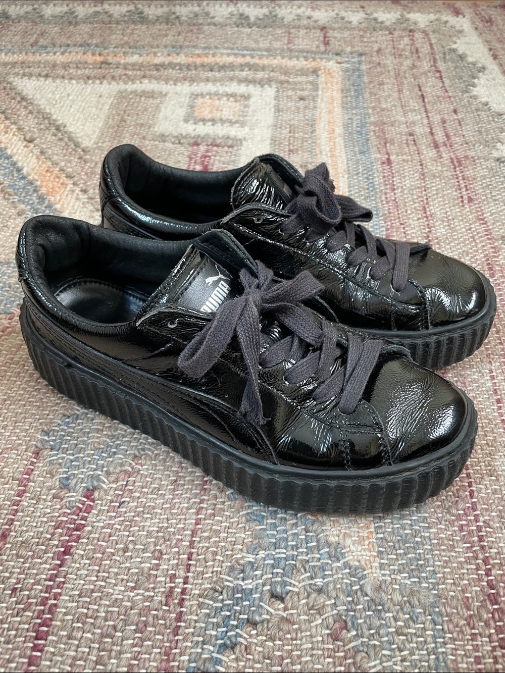 Puma Fenty Black Patent Creeper Sneakers
